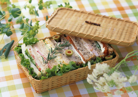 Boxed lunch sandwichの写真素材