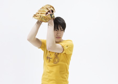Young man playing baseball