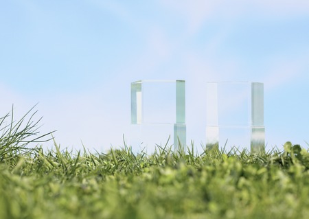 Cubes under blue sky