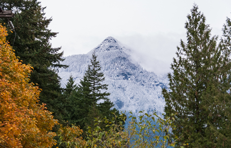 High mounting peak on autumn time in British Columbia, Canadaの写真素材