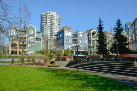 Small park zone in canadian city on winter season.の写真素材