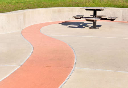 Recreational table in a park on bright sunny day