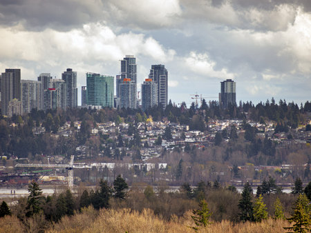 Surrey downtown view on cloudy sky backgroundの写真素材