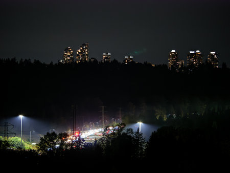Night cityscape taken on long exposureの写真素材