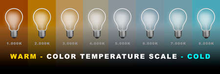LED lighting color temperature scale in Kelvin degrees-の写真素材