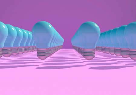 3D representation of blue bulbs and pink background