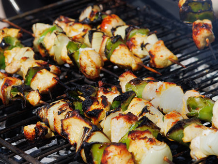 grilled meat outside the houseの写真素材
