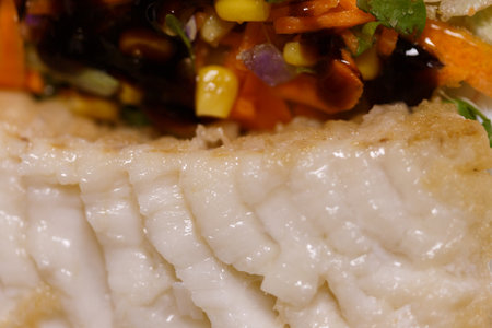 Luxurious sushi roll with fresh vegetables and delicious sauce, highlighting Asian culinary art