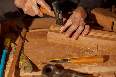 Skilled Woodworking Masterfully Crafting with Hammer, Chisel, and a Wealth of Techniques