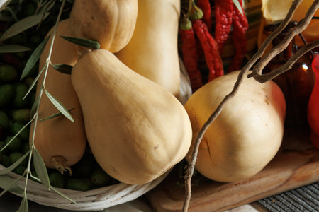 Explore the freshness of seasonal vegetables and assorted fruits that inspire healthy cooking ideasの写真素材