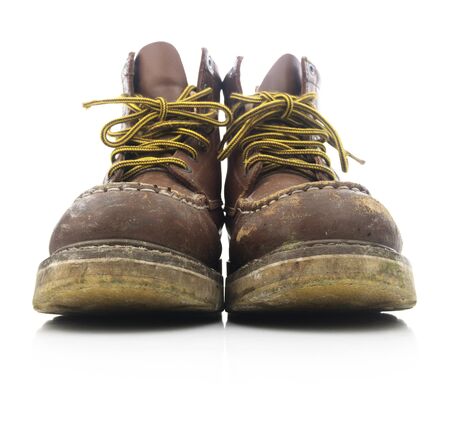 Isolated Brown Construction Work Boots 