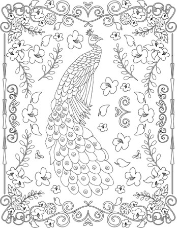 hand drawn coloring pageのイラスト素材