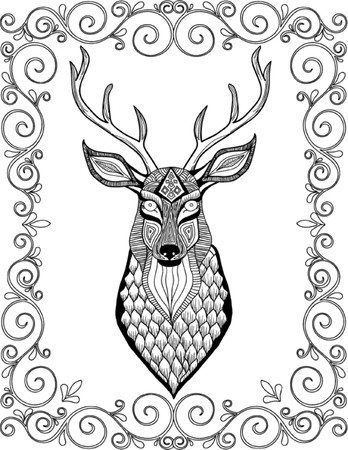 hand drawn animal coloring pageのイラスト素材