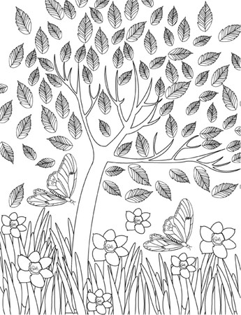 hand drawn  coloring pageのイラスト素材