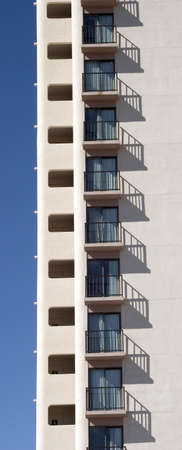 Side of hotel showing stairwell and balcony'sの写真素材