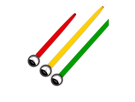3D colored fuel meter against white background