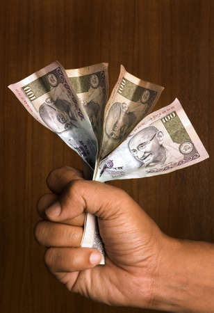 Close up of the indian bank notesの写真素材