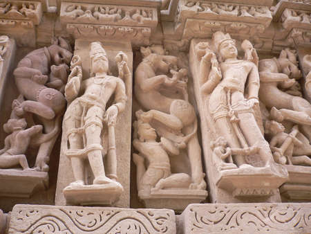  India, Madhya Pradesh, Khajuraho, Mahadeva Temple, erotic carvingの写真素材