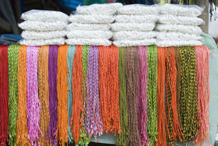 Close-up of religious offerings for sale, Katmandu, Nepalの写真素材