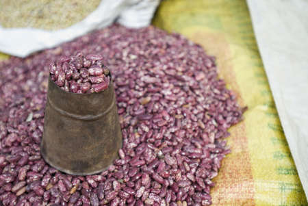 High angle view of lentils for sale, Katmandu, Nepalの写真素材