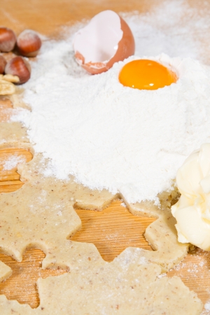 Close up of preparing gingerbread cookiesの写真素材