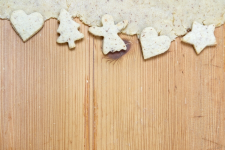 Christmas cookies on a wooden background for decorationの写真素材