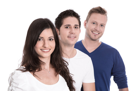 Young people - men and woman in a group - isolated on white