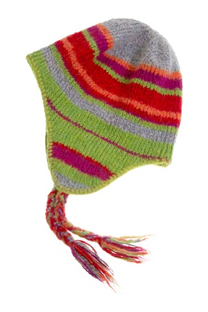 Knit cap on white background - winter, autumnの写真素材