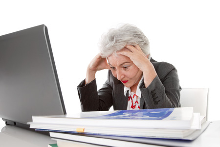  Older tired business woman may be all too muchの写真素材