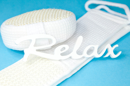 Bathroom or sauna decoration in white in turquoise