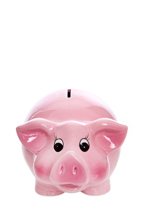 Isolated pink piggy box for financial conceptsの写真素材