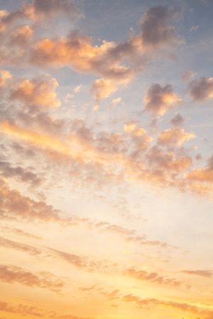 Yellow and orange sky when the sun is rising up. Background or texture for dreaming concepts.の写真素材
