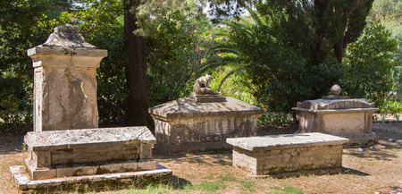 Sightseeing in Corfu Town: interesting place - ancient and old british cemetery after the war.の写真素材