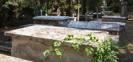 Sightseeing in Corfu Town: interesting place - ancient and old british cemetery after the war.の写真素材