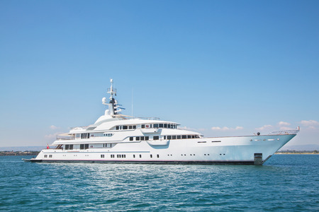 Luxury big motor yacht on the blue ocean.の写真素材
