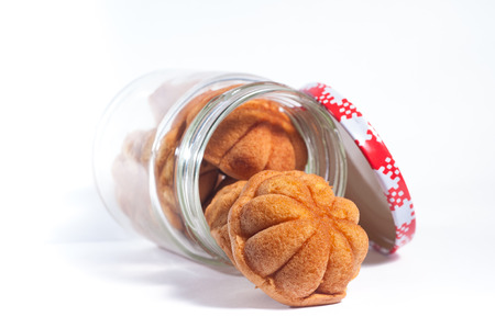 Malaysian Traditional Mini Sponge Cake Bahulu in a jar の写真素材