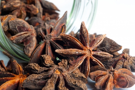 Star Anise close up isolated on a  white backgroundの写真素材