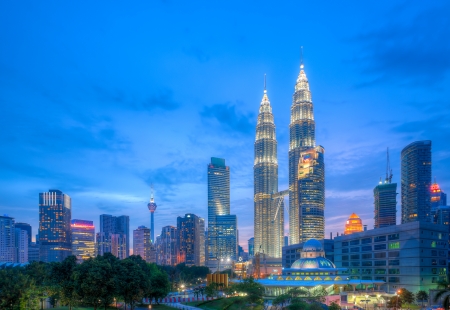 Petronas Towers at Blue Hourのeditorial素材