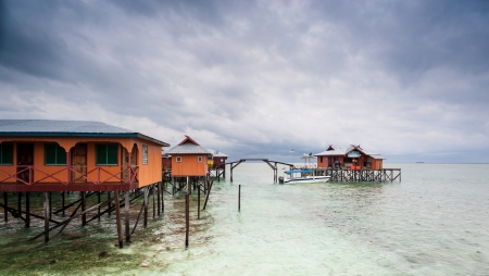House on Stilts at Mabul Island, Sabah のeditorial素材