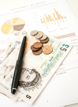 Monthly Expenditure Budgeting, British Pound Sterlingの写真素材