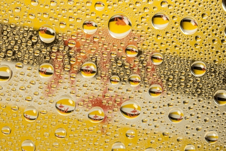 Flag of Brunei in droplets of water, creative shotの写真素材