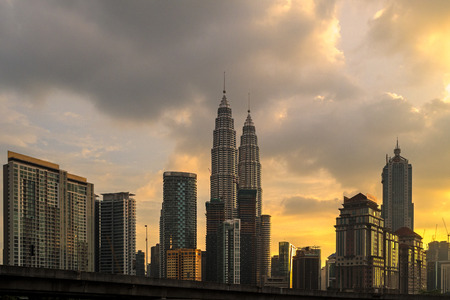 Petronas Towers at Sunset and Blue Hourのeditorial素材