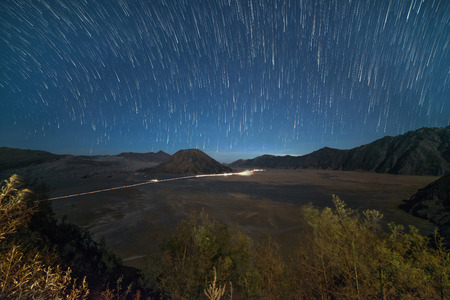 Star Trail Bromo Tengger Semeru National Parkの写真素材
