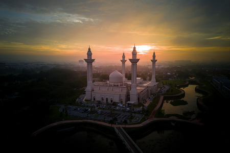 Aerial Photo - Sunrise at a mosqueのeditorial素材