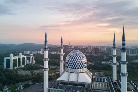 Aerial Photo - Sunrise at a mosqueのeditorial素材
