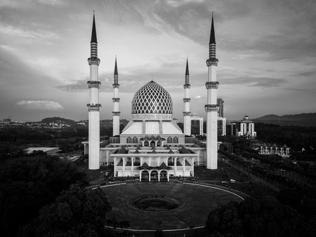 Aerial Photo - a Mosque in Black & Whiteのeditorial素材