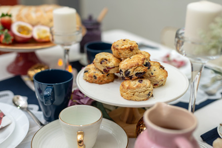 Dessert - Scones on dessert table. Shallow depth of fieldの写真素材