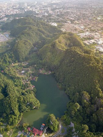 Aerial Landscape - Lake and Rainforest.の写真素材