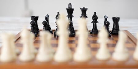 Chess Pieces, vintage color, shallow depth of field.