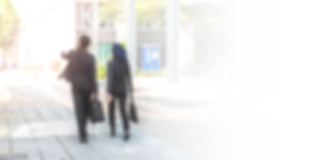 Muslim Co-workers walking to the office.の写真素材